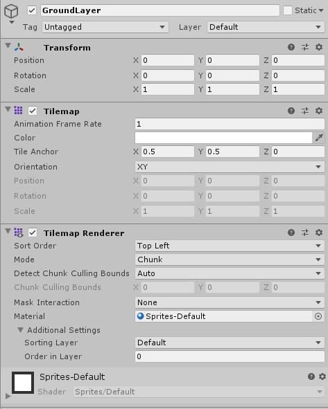 Settings of the First Tilemap