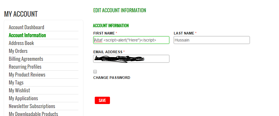 Form fields where i entered js code