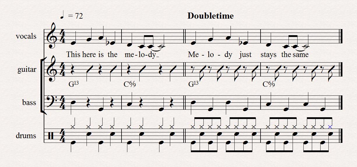 Regular time and double-time example