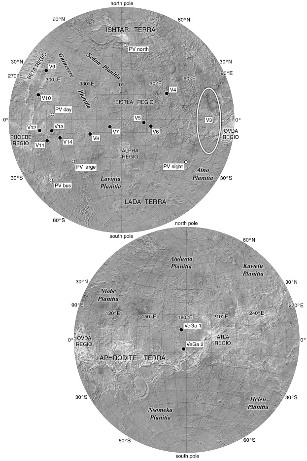 Venera Landing Map