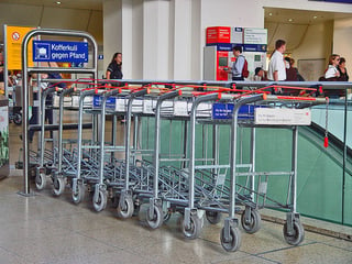 baggage carts in an airport