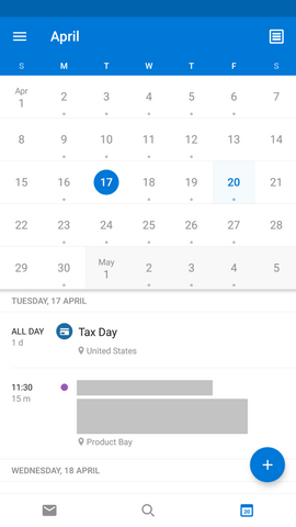 MS Outlook Calendar View