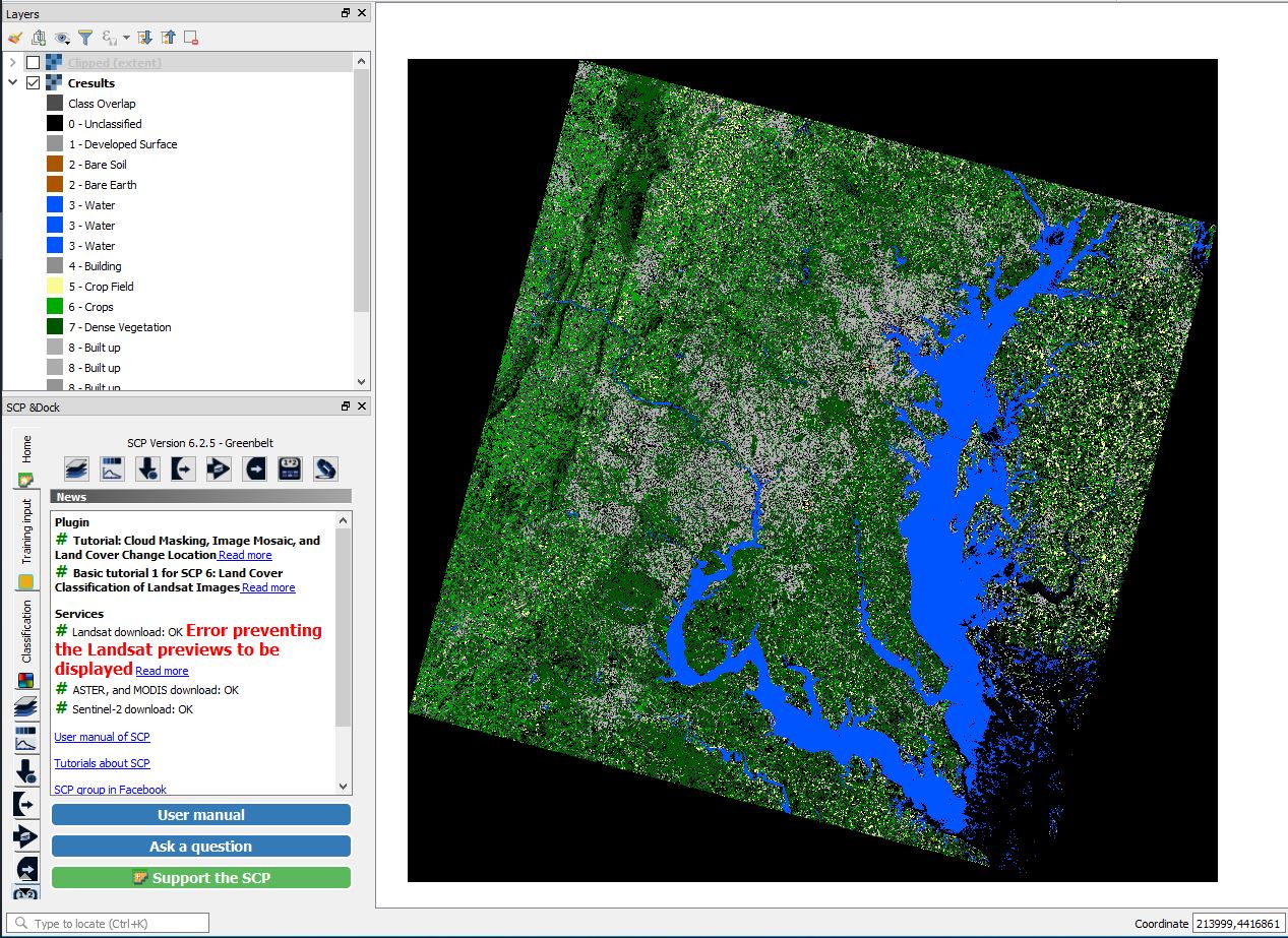 Figure 1. QGIS screenshot of the original TIFF image with multiple classes.