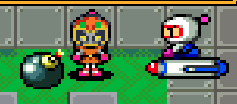 Bomberman has hit a rival two squares away from the Bad Bomber Cart