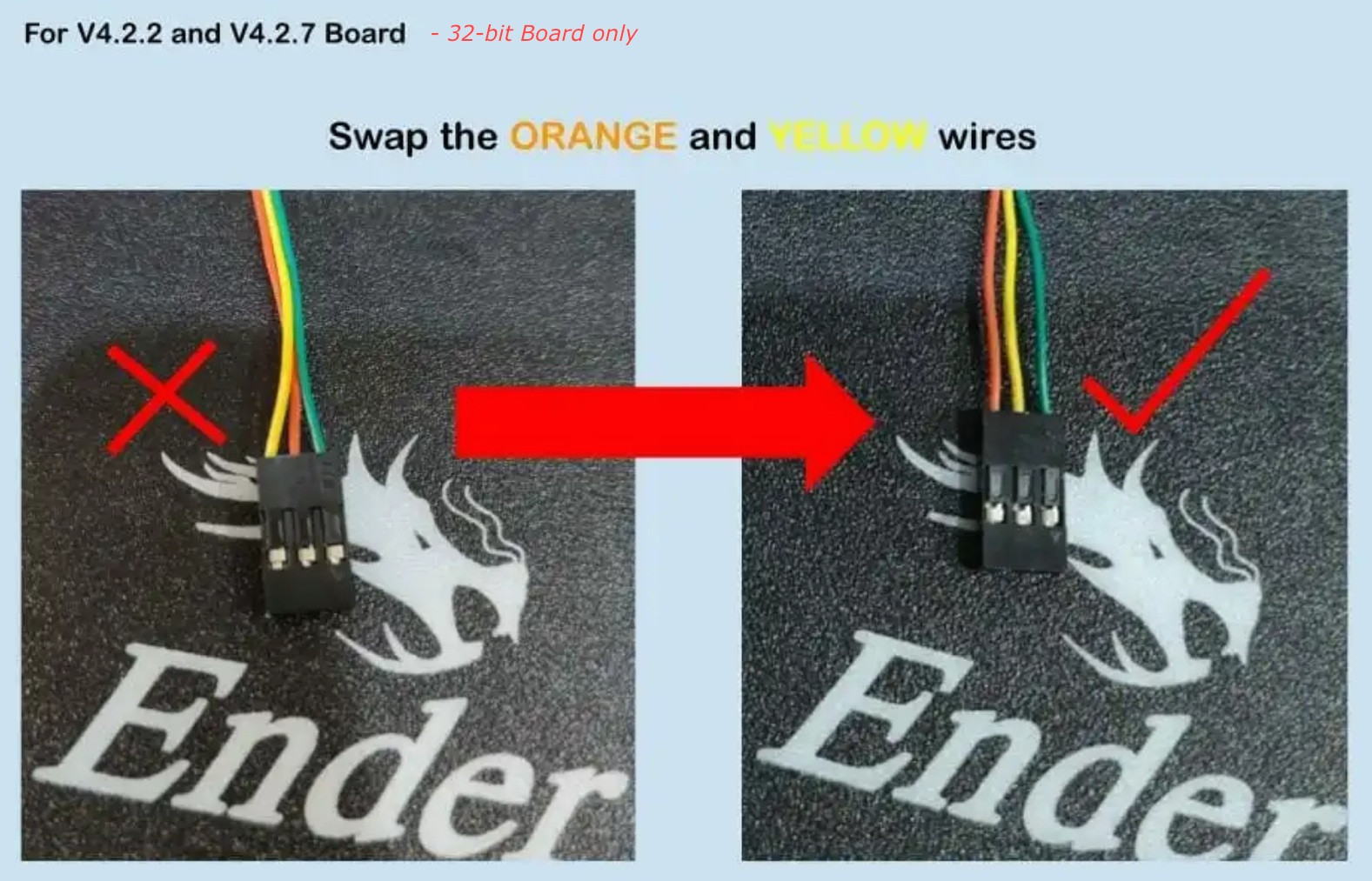 Wire swap for 32-bit board only - versions 4.2.2 and 4.2.7