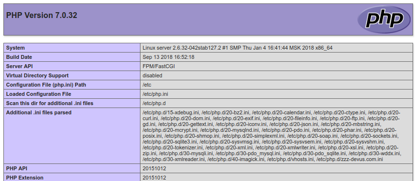 phpinfo snippet