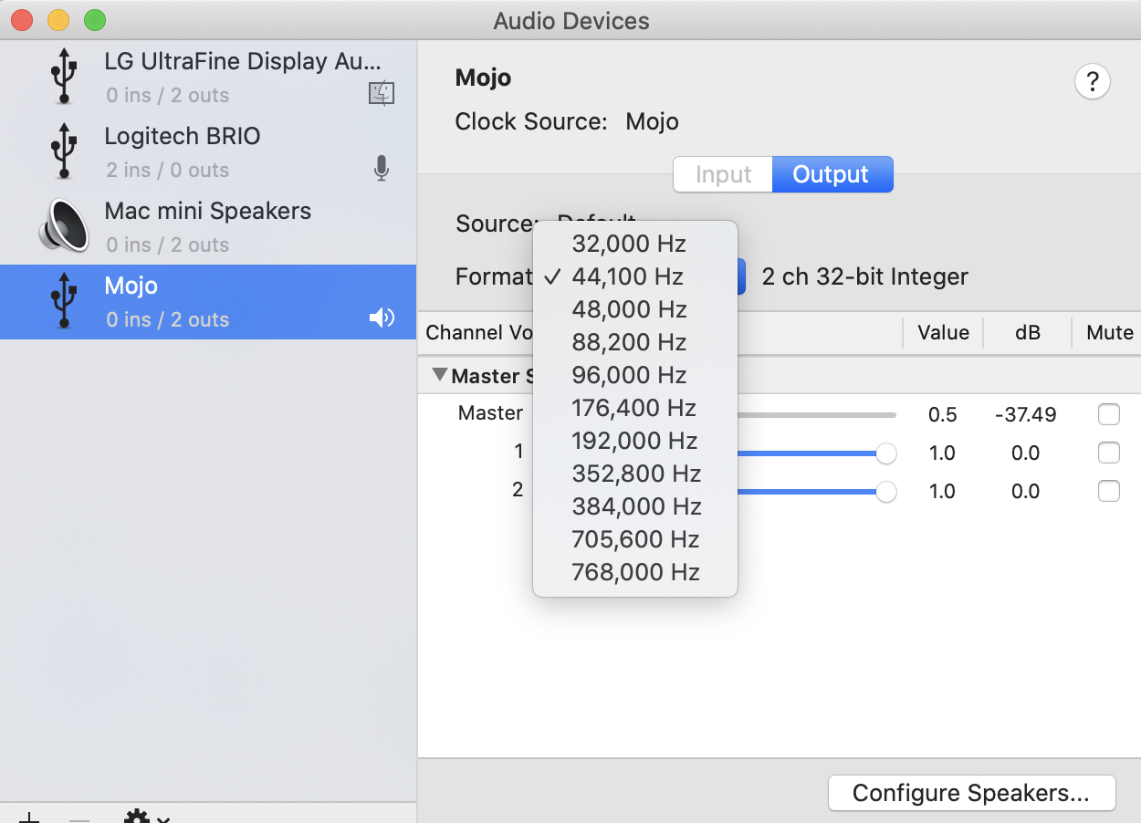 Audio Midi Setup Window