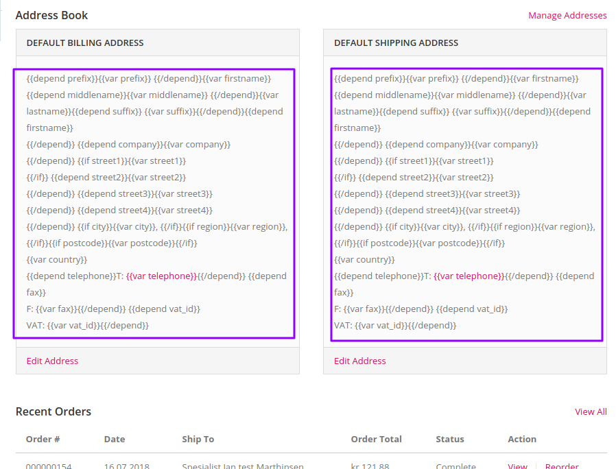 Customer informtion frontend