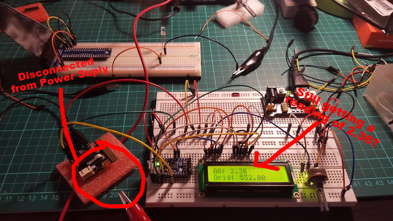 Disconnected from IN, still getting a reading of 2.36A? D