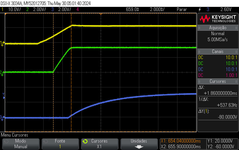 (1) 12V Supply input, (2) 3V3, (3) Reset line. The 3V3 supply rises in 1.8ms