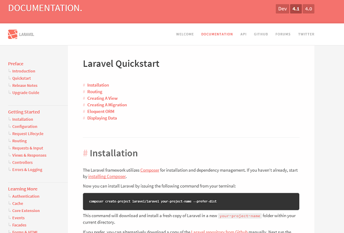 laravel quickstart