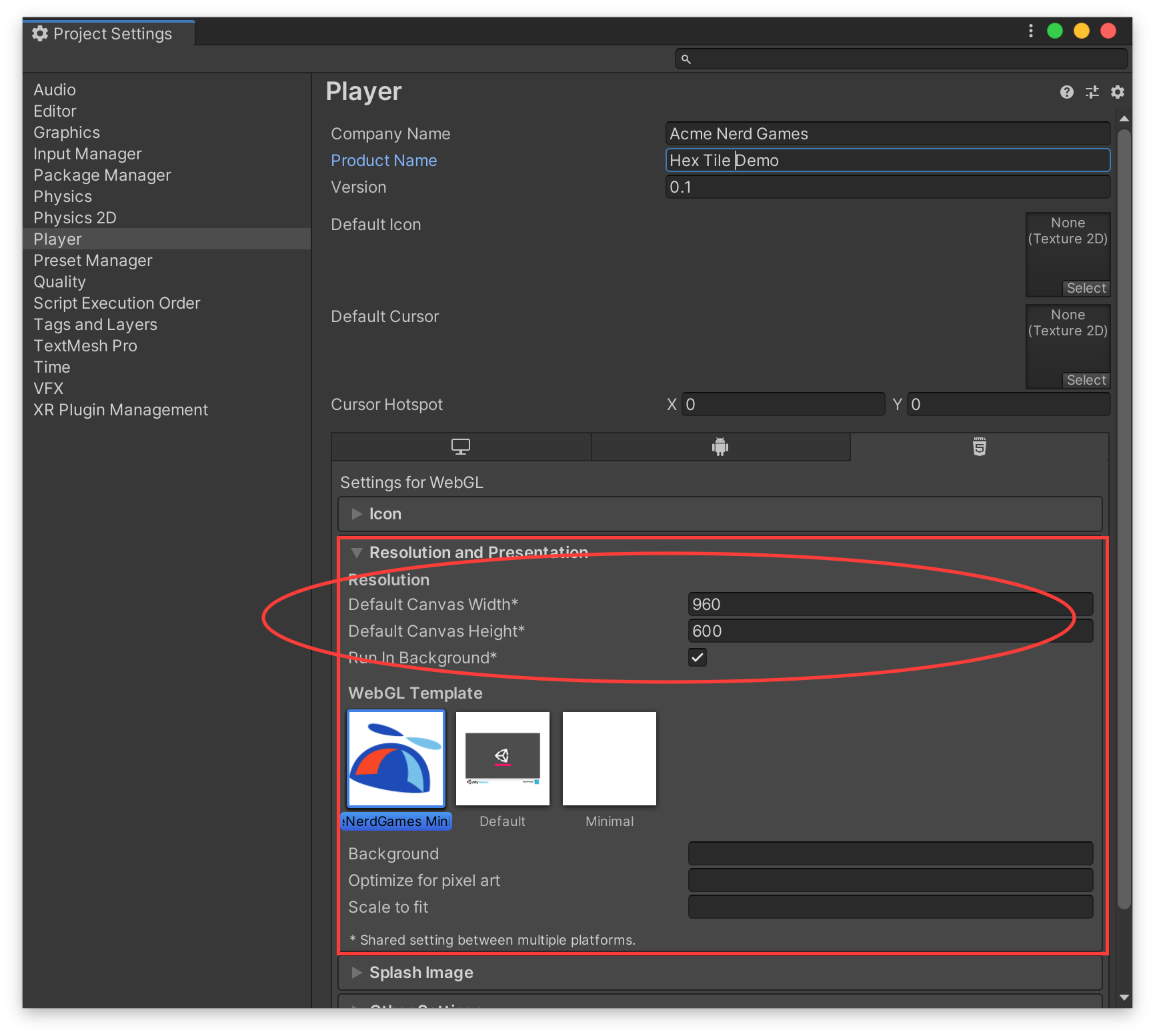 player settings