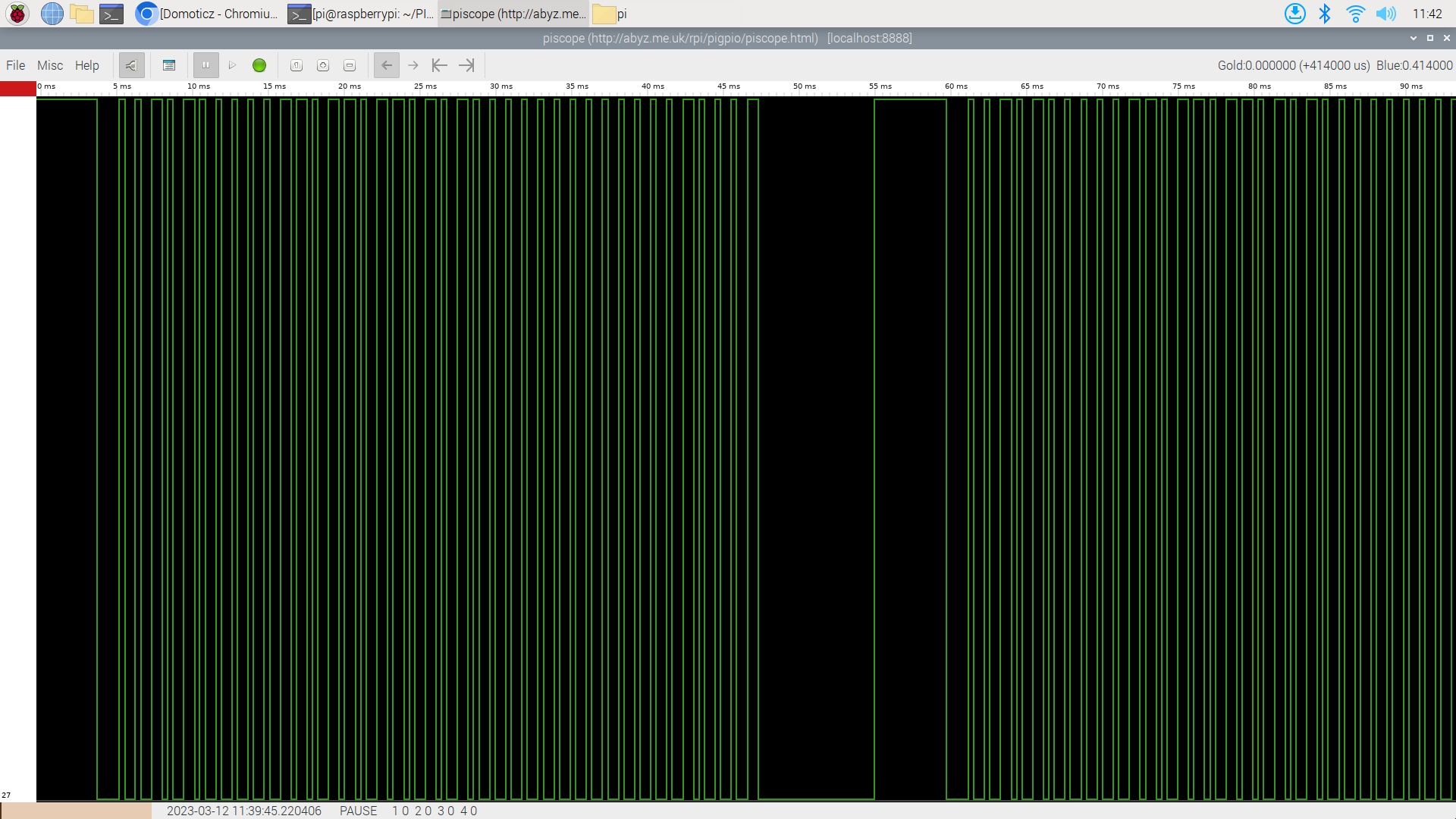 One part of signal wider