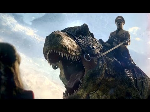 Lizard hitler riding a dinosaur