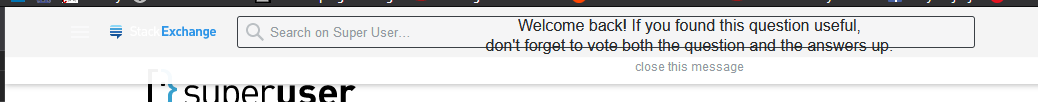 top bar is visible through 'welcome back' message