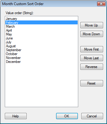 Sort order dialog