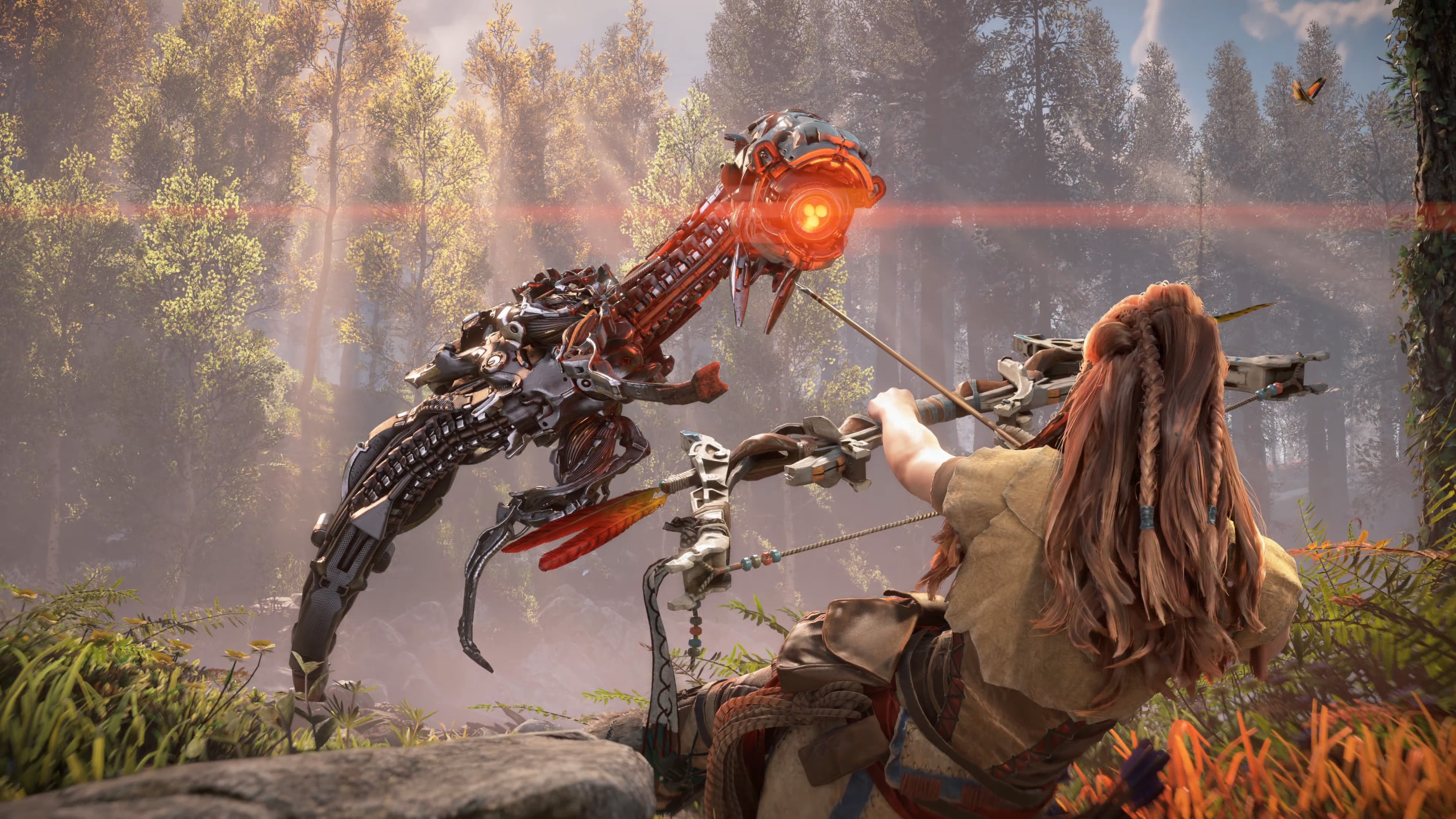 Aloy fighting a machine