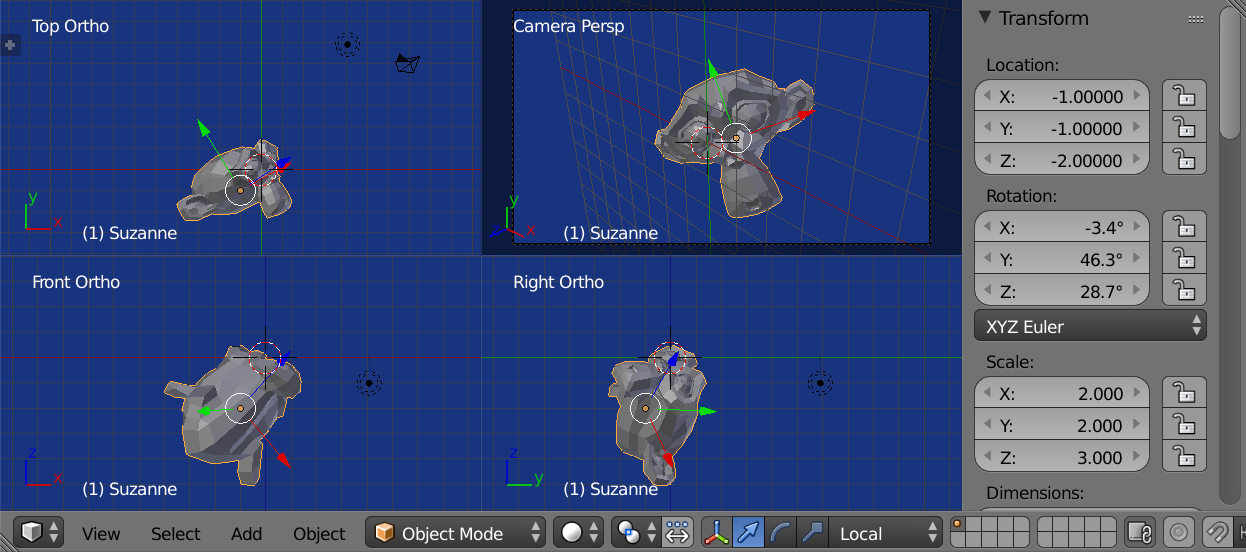 After object and mesh axis transforms