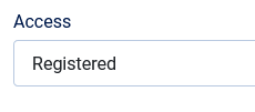 Access field settings showing Registered.