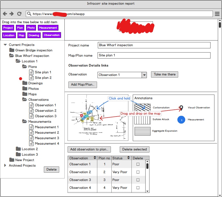 Second image showing the map/plan and interactive key