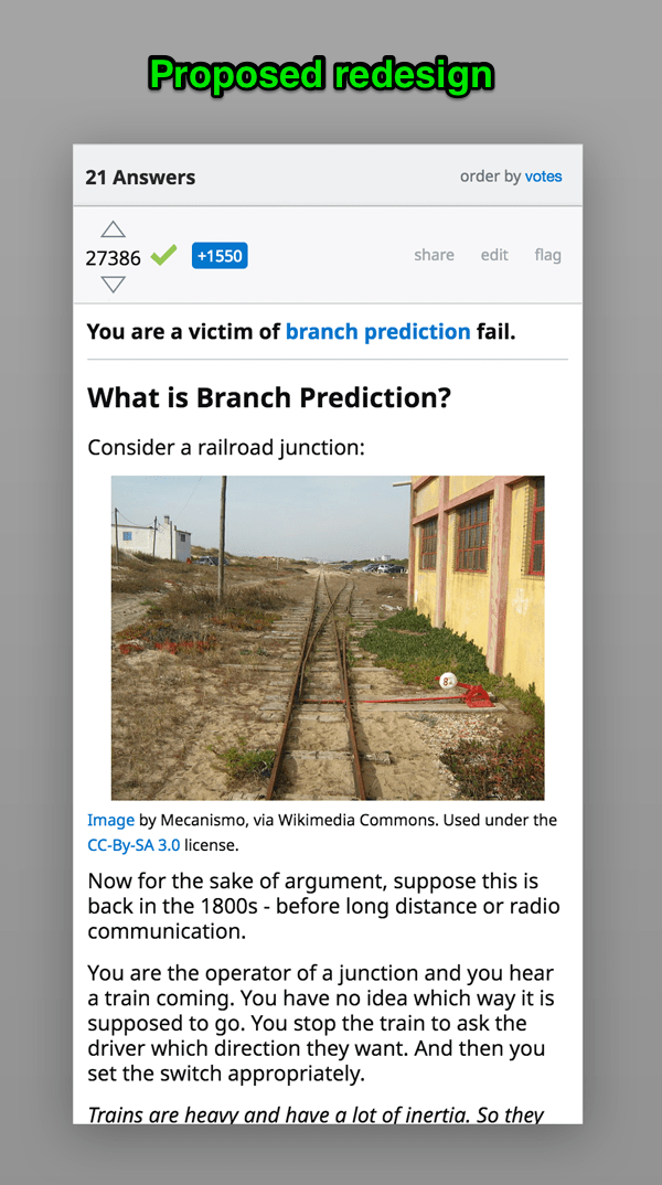 Suggested redesign for Stack Overflow mobile web - answers section