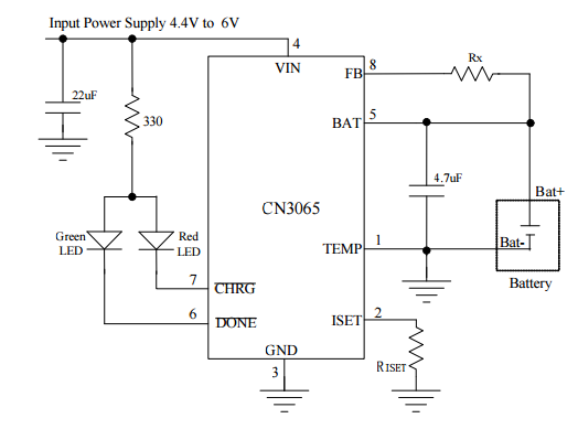 Typical CN3065 circuit