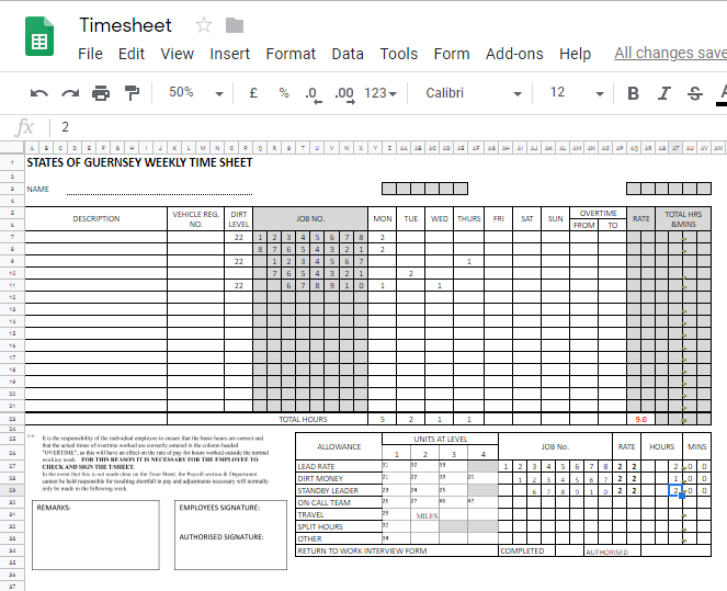 Timesheet example