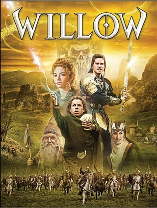 Promotional image for "Willow" (1988) showing the main characters.