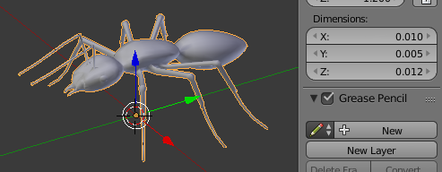 dimensions of the ant