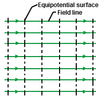 You can see the equipotential lines and the field lines 