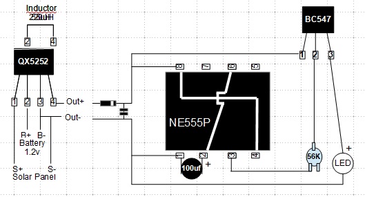 Standard 555 fader using QX5252 power supply 3.5v