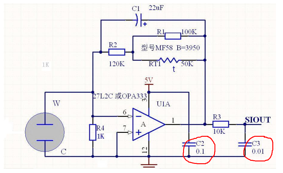 Circuit schematic of the op-amp for sensor