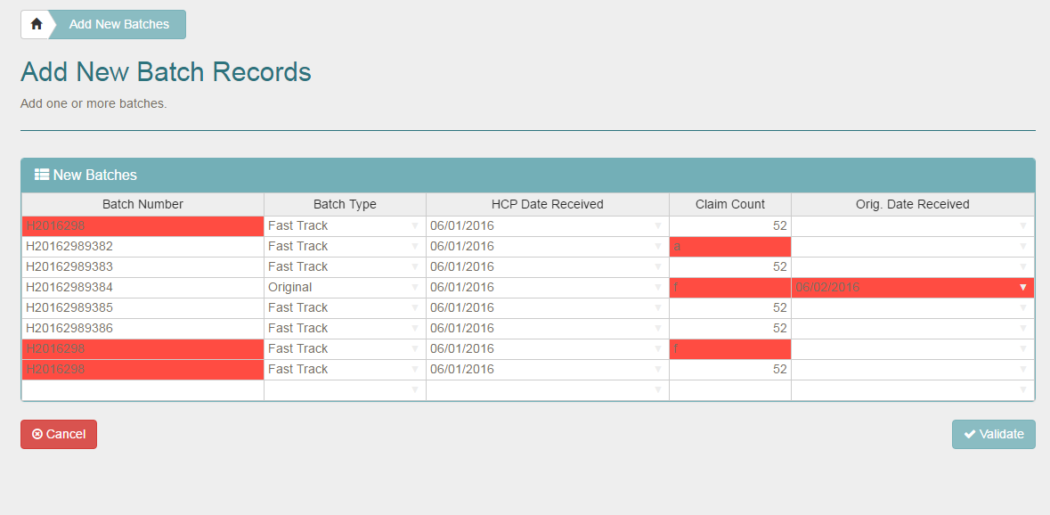 Notifying the user of multiple invalid items