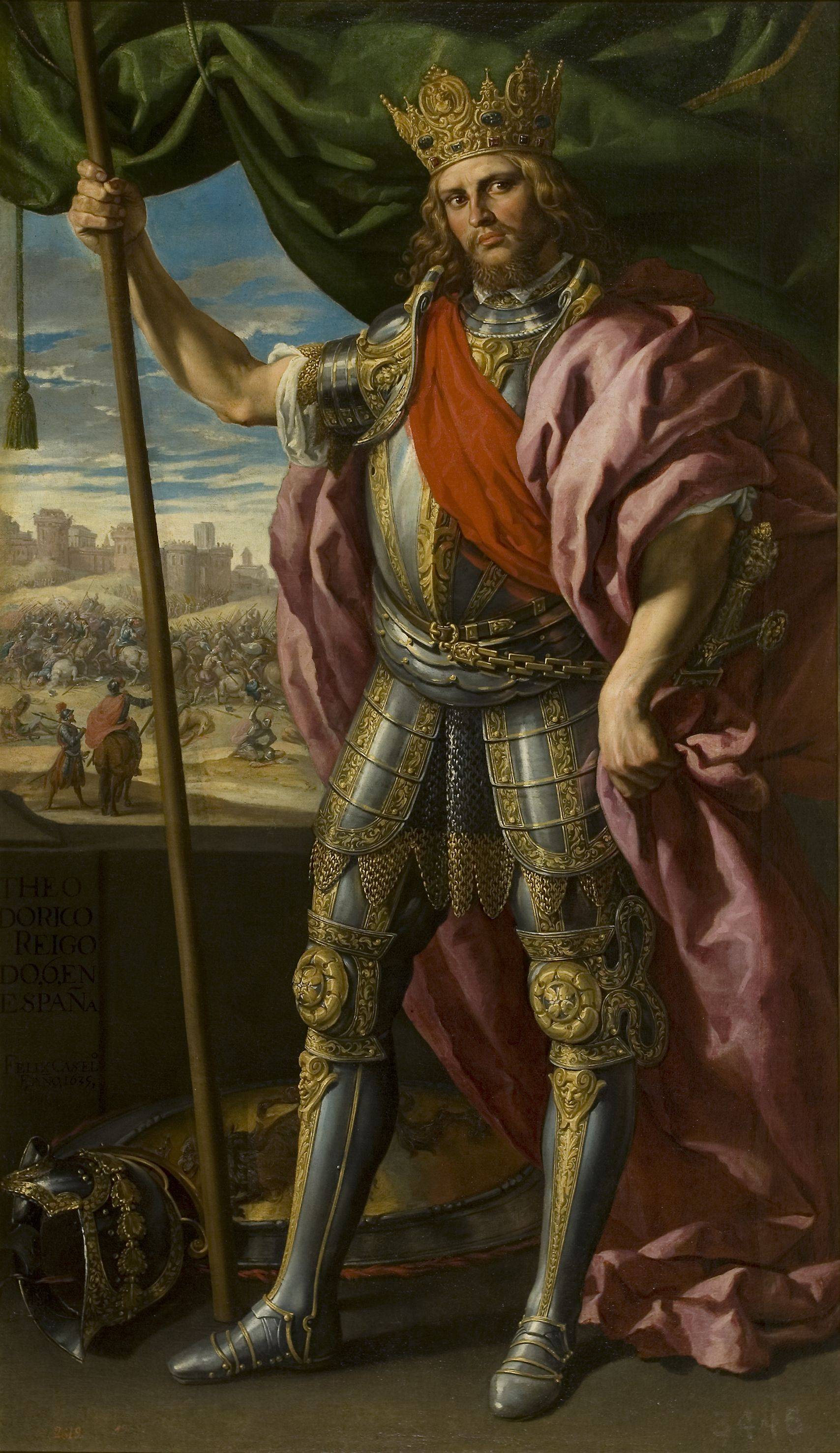 Armored man with a crown and spear