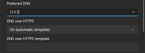 1.1.1.3 as preferred DNS without automatic template