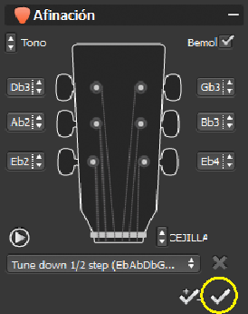 Check Mark belows the Guitar Tuning sketch