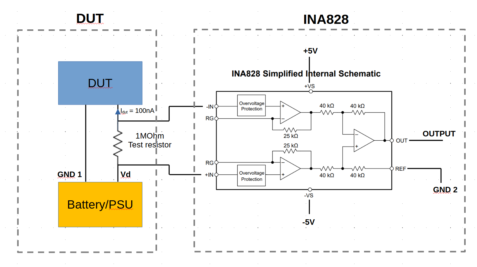 Schematic of the Sensing resistor and INA828