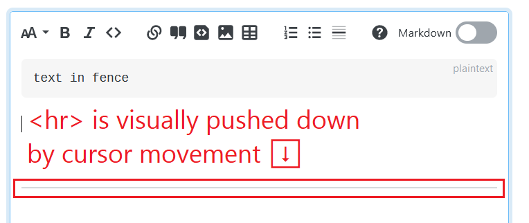 source fence and horizontal rule after passing cursor over it twice