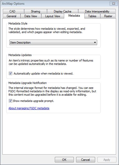 ArcMap Options Dialog