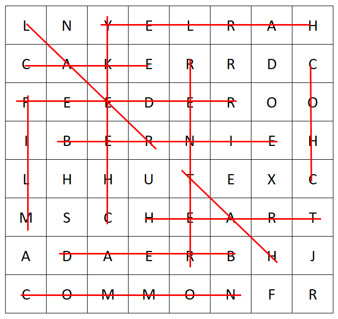 The completely solved wordsearch...