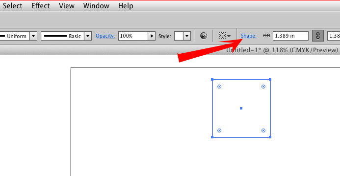 Changing the shape of a rectangle or vector in Adobe Illustrator