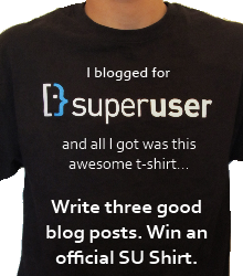 Frequent contributers to the Super User Community Blog will receive a t-shirt, and get to keep free hardware and software to review.