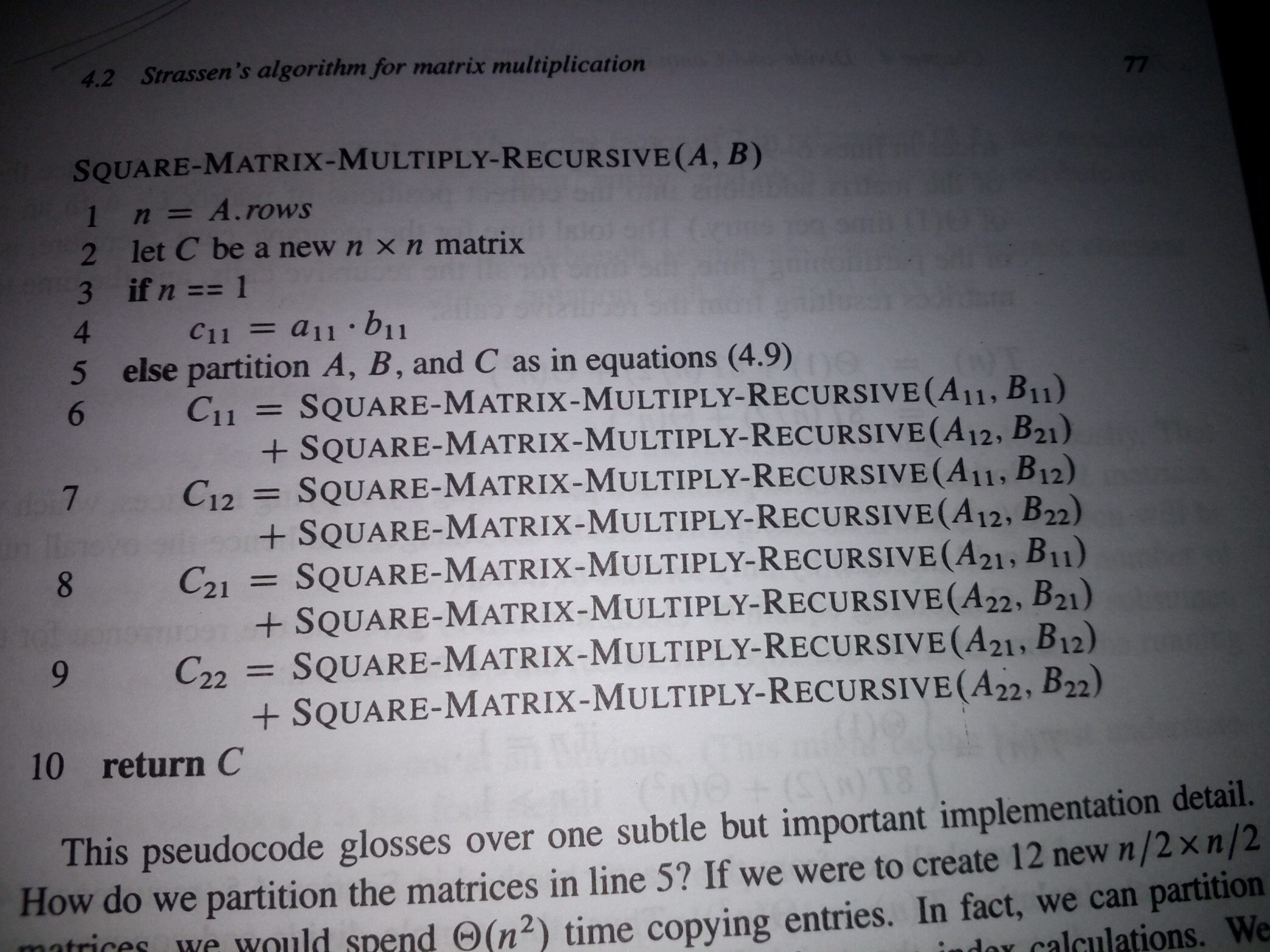 Square-Matrix-Multiply-Recursive