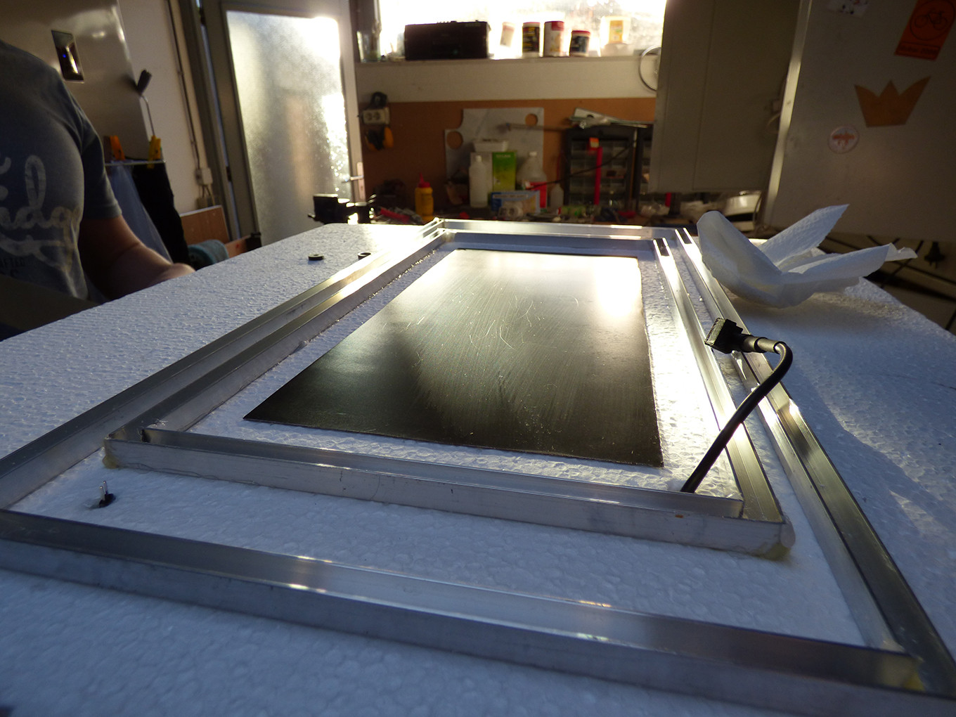 Top of the box with the aluminium plate