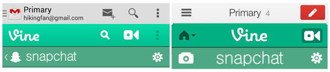 Comparison of action bars in Android and iOS