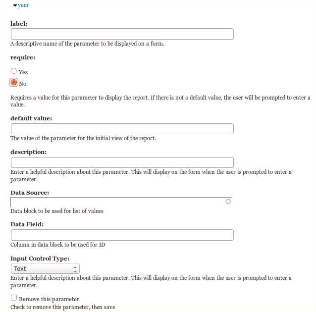 parameter settings