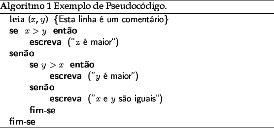 Exemplo simples de pseudocódigo