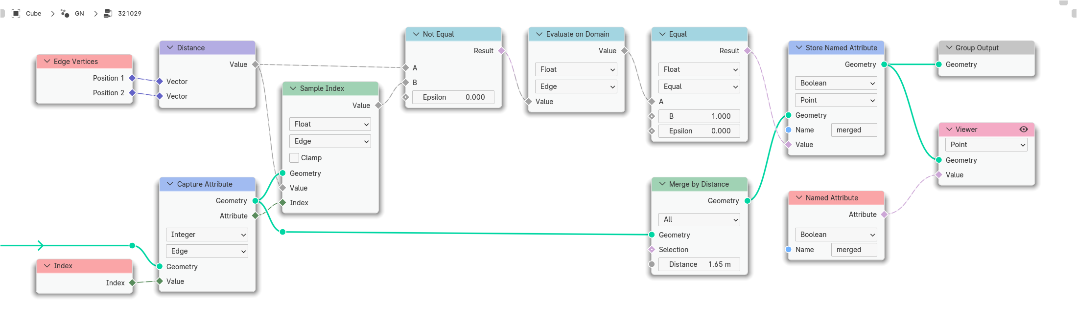 Select merged vertices