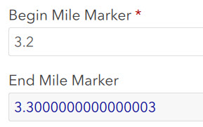 Begin and end mile marker