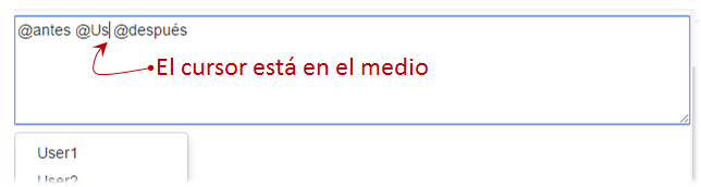 Texto: @antes @Us<<<Cursor acá>>> @después